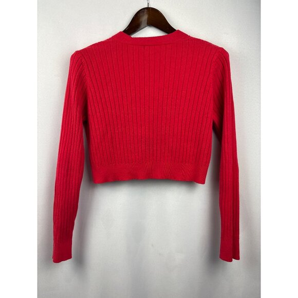 Women’s Saturun Medium Bright Red Cropped Cardigan - Picture 3 of 4